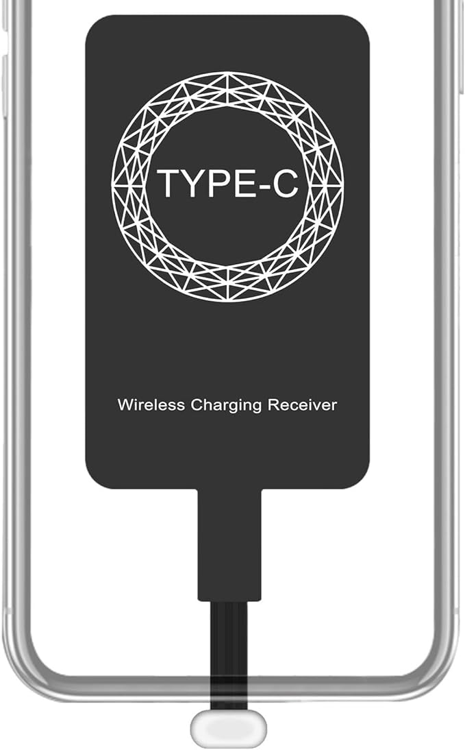 Ahuuen Receptor de Cargador Inalámbrico, Receptor de Carga Inalámbrico Tipo C,Cargador inalámbrico con adaptador receptor delgado de velocidad rápida | Receptor de carga tipo C, fino, seguro y eficaz,