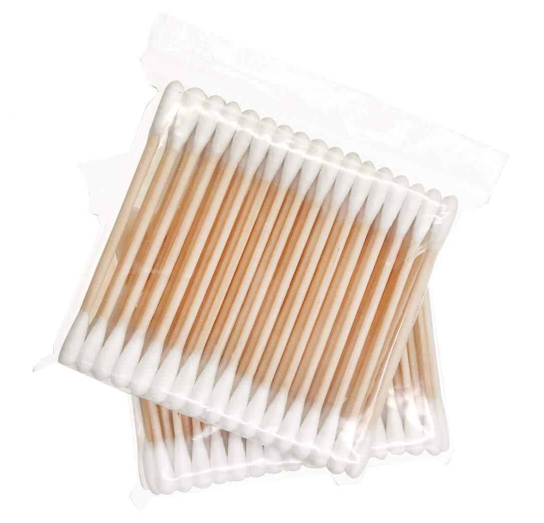 Retail -(Pack of 100pcs) Wooden Stick Double Head Tips Natural Pure Cotton Ear Buds Swabs Ear Cleaning Picks - Pure Cotton Ear Buds for Cleaning Cosmetic Tool Makeup Removal Wound Care-image-28