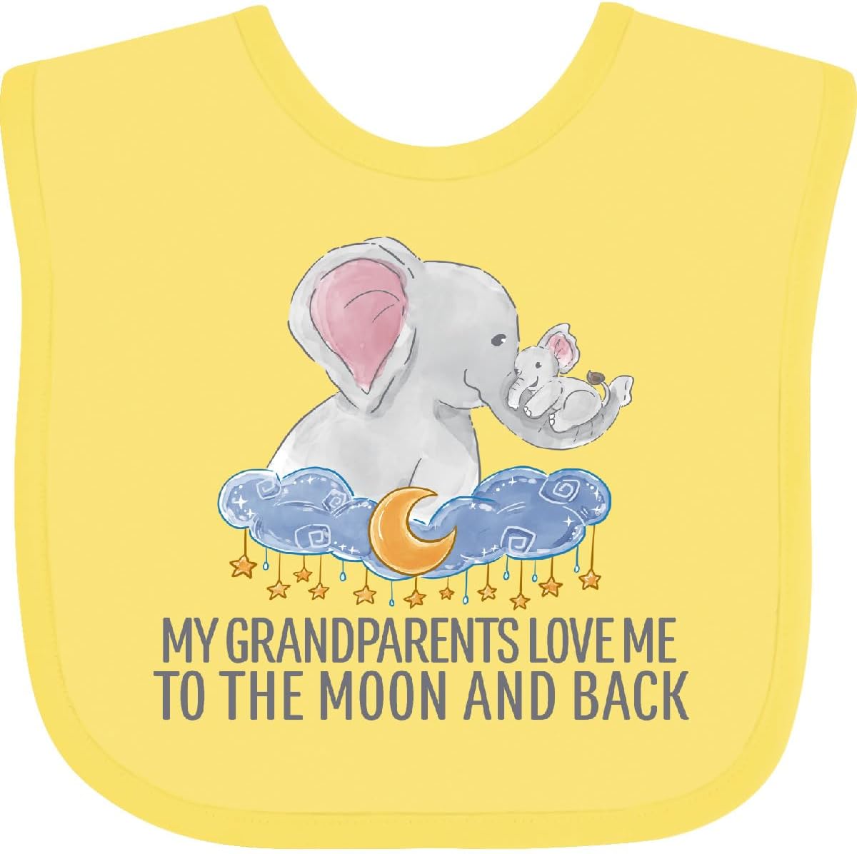 inktastic My Grandparents Loves Me To the Moon and Back Elephants Baby Bib