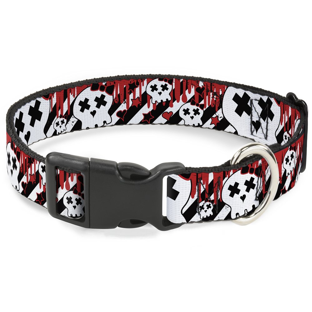 Collier crânes en plastique 2,5 cm de large pour petits chiens au cou de 9 à 38 cm