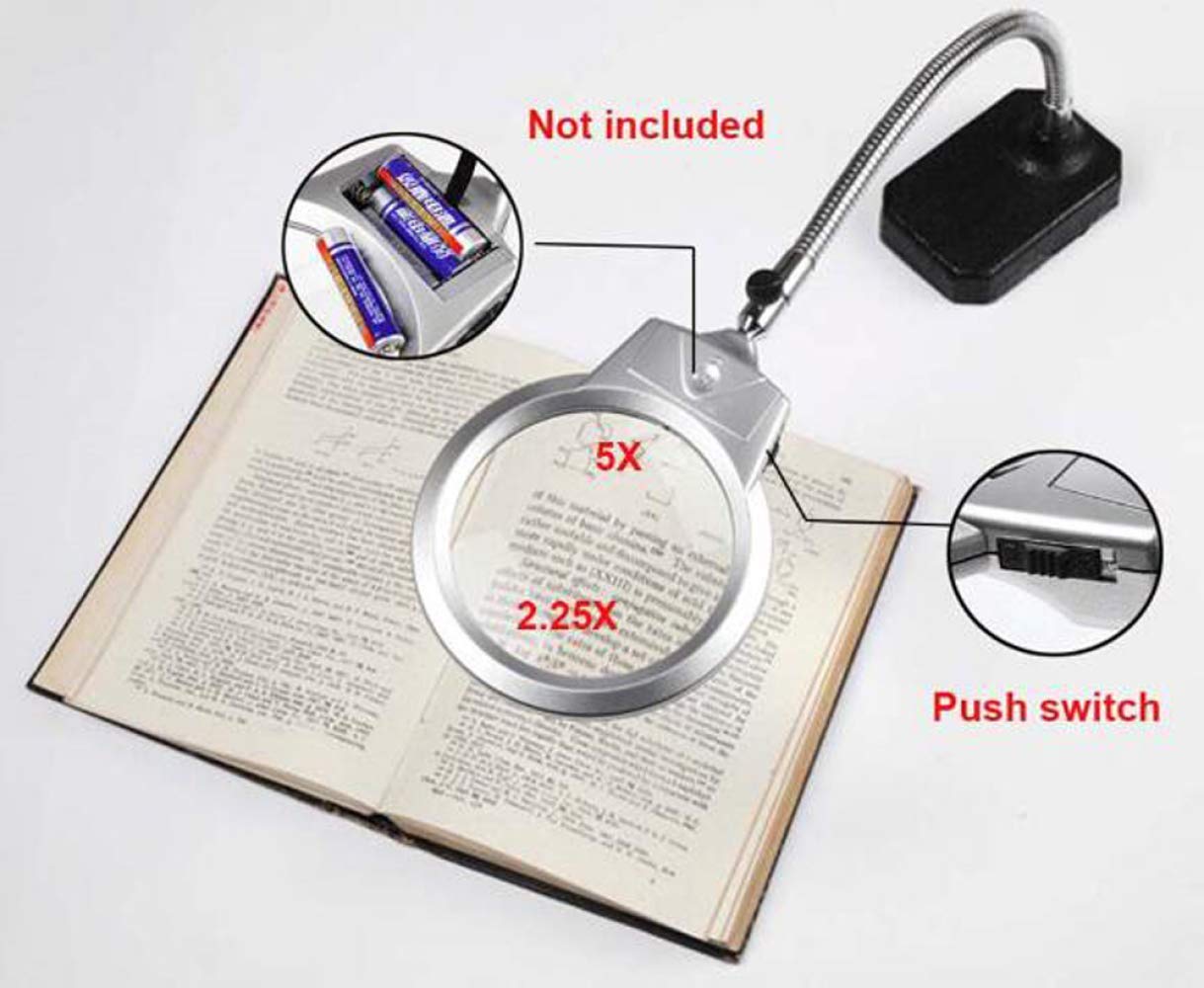 Lámpara de lupa de mesa con luz LED Lámpara con lupa LED Lámpara de mesa con lupa plegable Ampliación 2.25x 5X Brazo