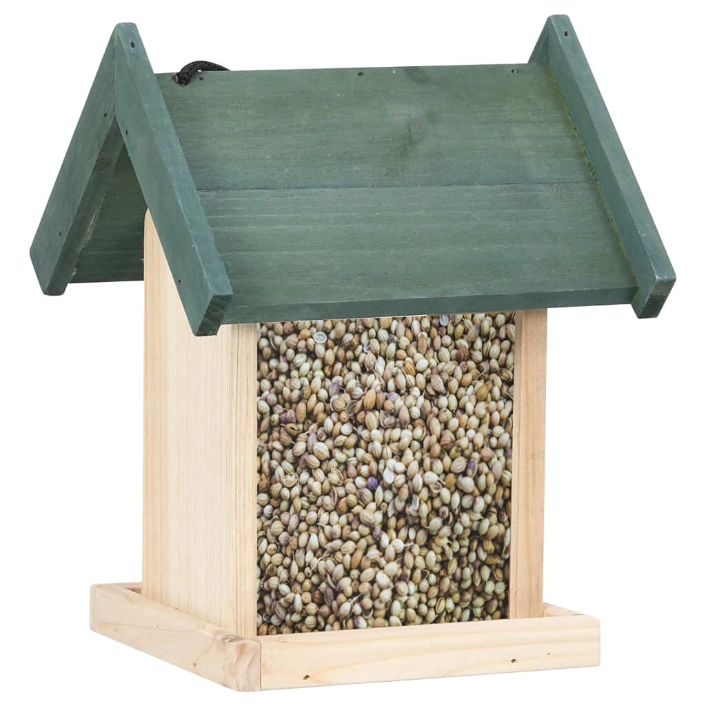 Vogelfutterhäuser aus Tannenholz 4 Stück 19x19x25 cm wetterfest mit abnehmbarem Dach und PVC-Futterschutz ideal für Garten, Balkon, Terrasse als Wildvogel Futterstation und Futterplatz