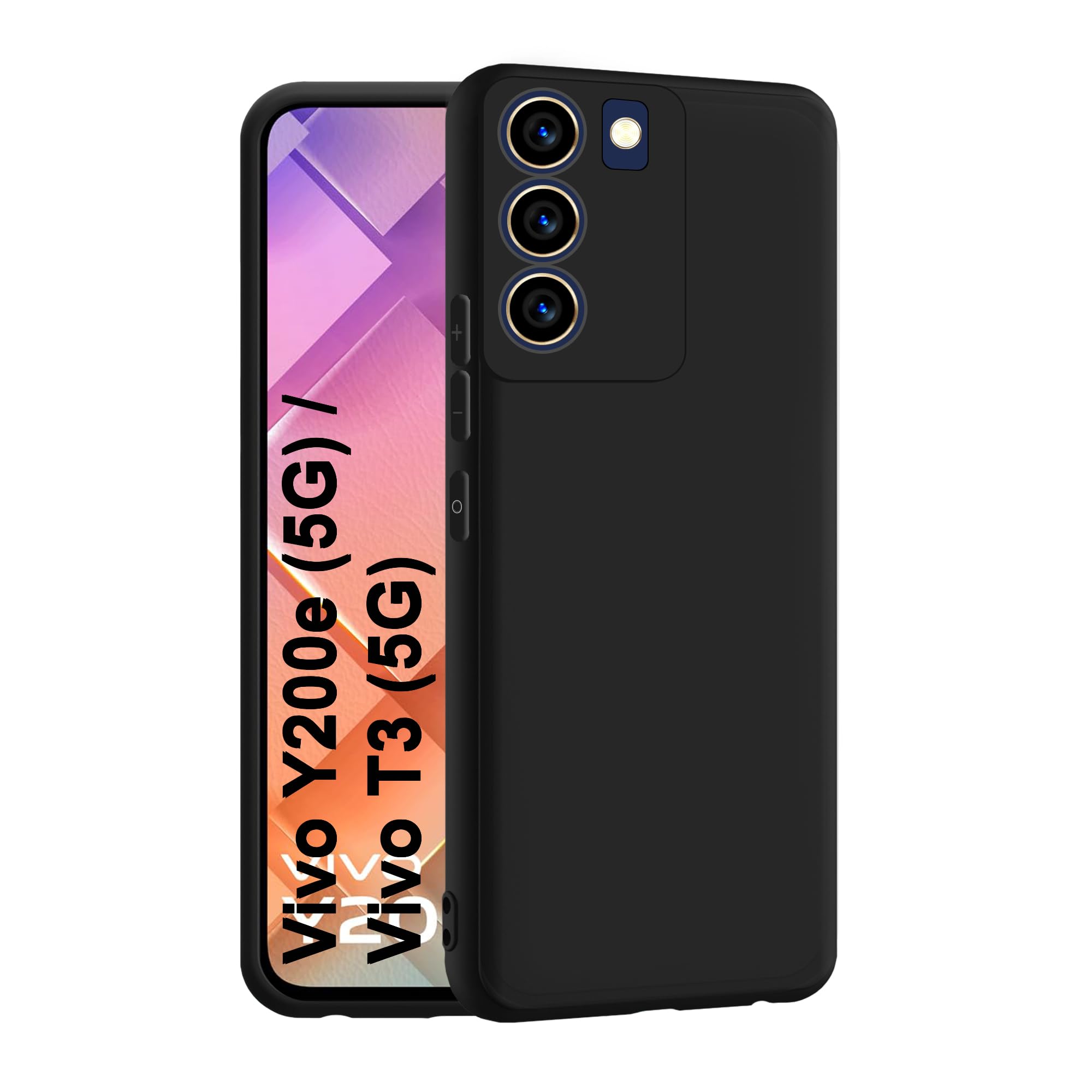 CEDO Vivo Y200e / Vivo T3 (5G) Back Cover | Camera Bump Protection & Inner Velvet Fabric Lining | Ultra Slim Matte Soft Rubberised Case Cover (Black) (B0CWRXFP35) Amazon Price History, Amazon Price Tracker