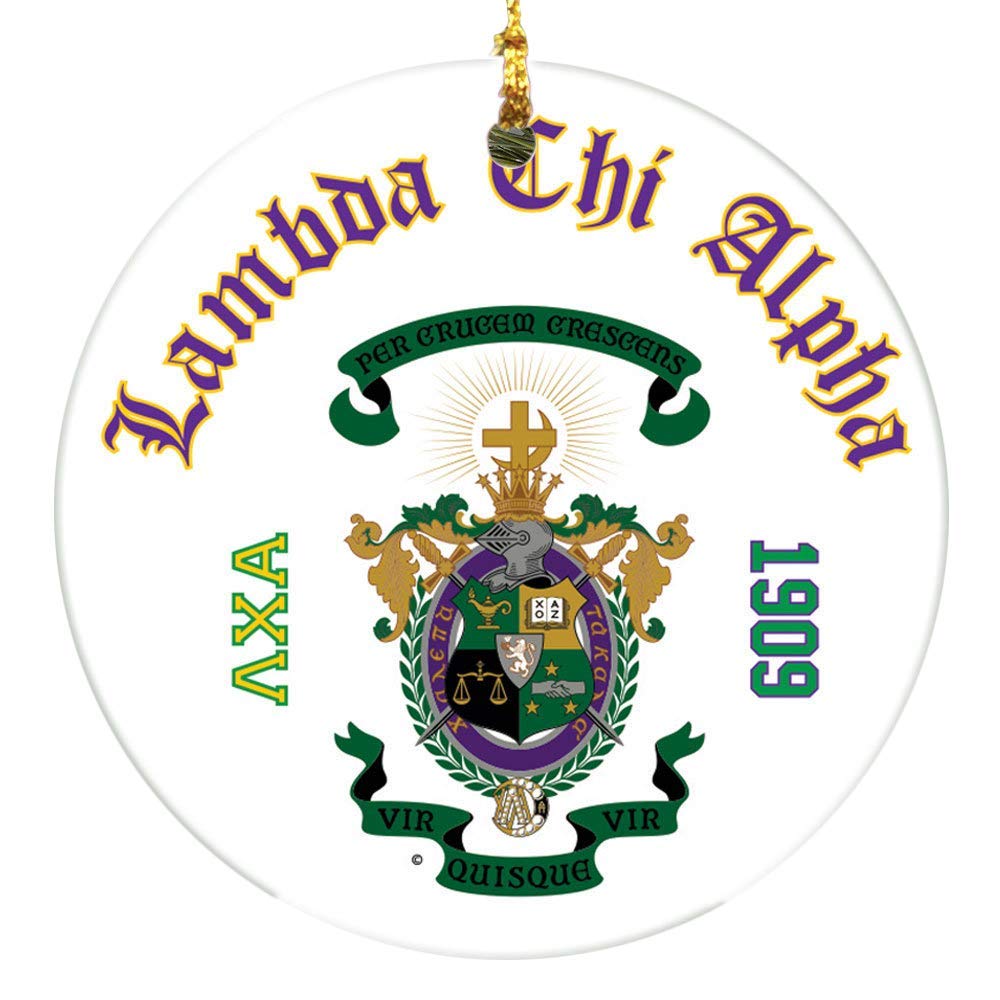 GreekgearLambda Chi Alpha Round Christmas Shield Ornament