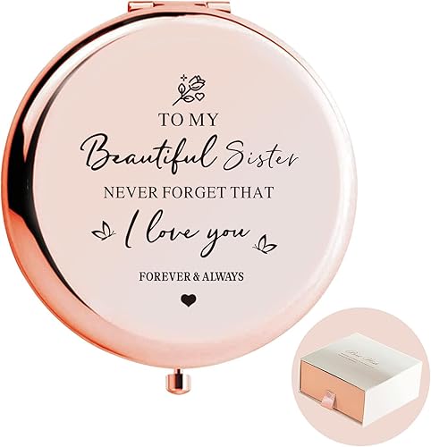 Regalos para hermanas, regalos para mujeres, espejo de amistad inspirador con cita grabada, cumpleaños, día de San Valentín, graduación, Acción de