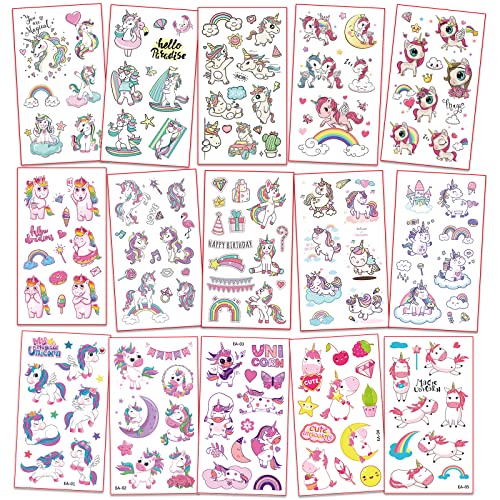 Metker Unicorn, Mermaid (260 Pcs) Kids Waterproof Temporary Tattoos,Children's Temporary Tattoo Toys.girl Face Tattoo Stickers,Goody Bag Stuffers Party Bag Fillers #TOP1