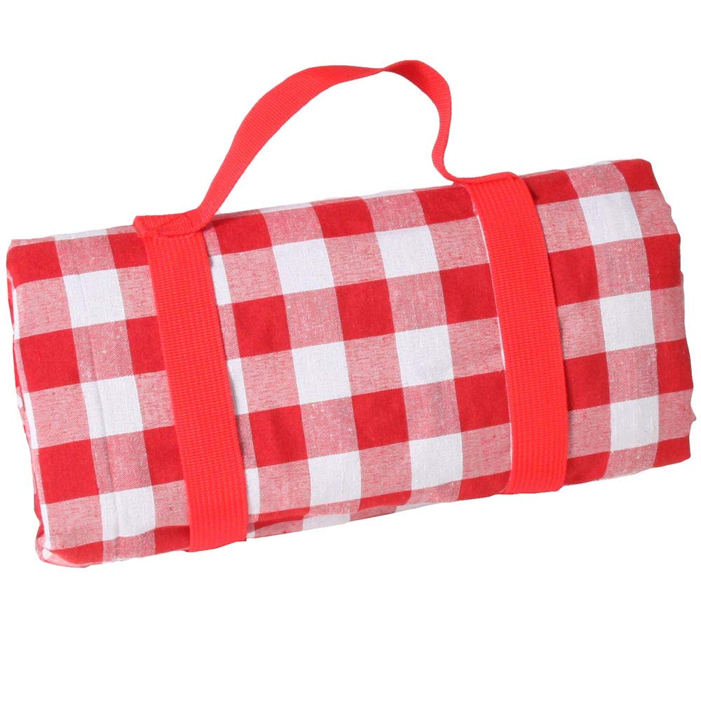 Les Jardins de la Comtesse – Grande Nappe Pique Nique Rectangulaire - Grands Carreaux Rouges - Coton et Revers Imperméable Polyester - 280 x 140 cm - Aussi pour Table de Jardin - 8/12 Personnes