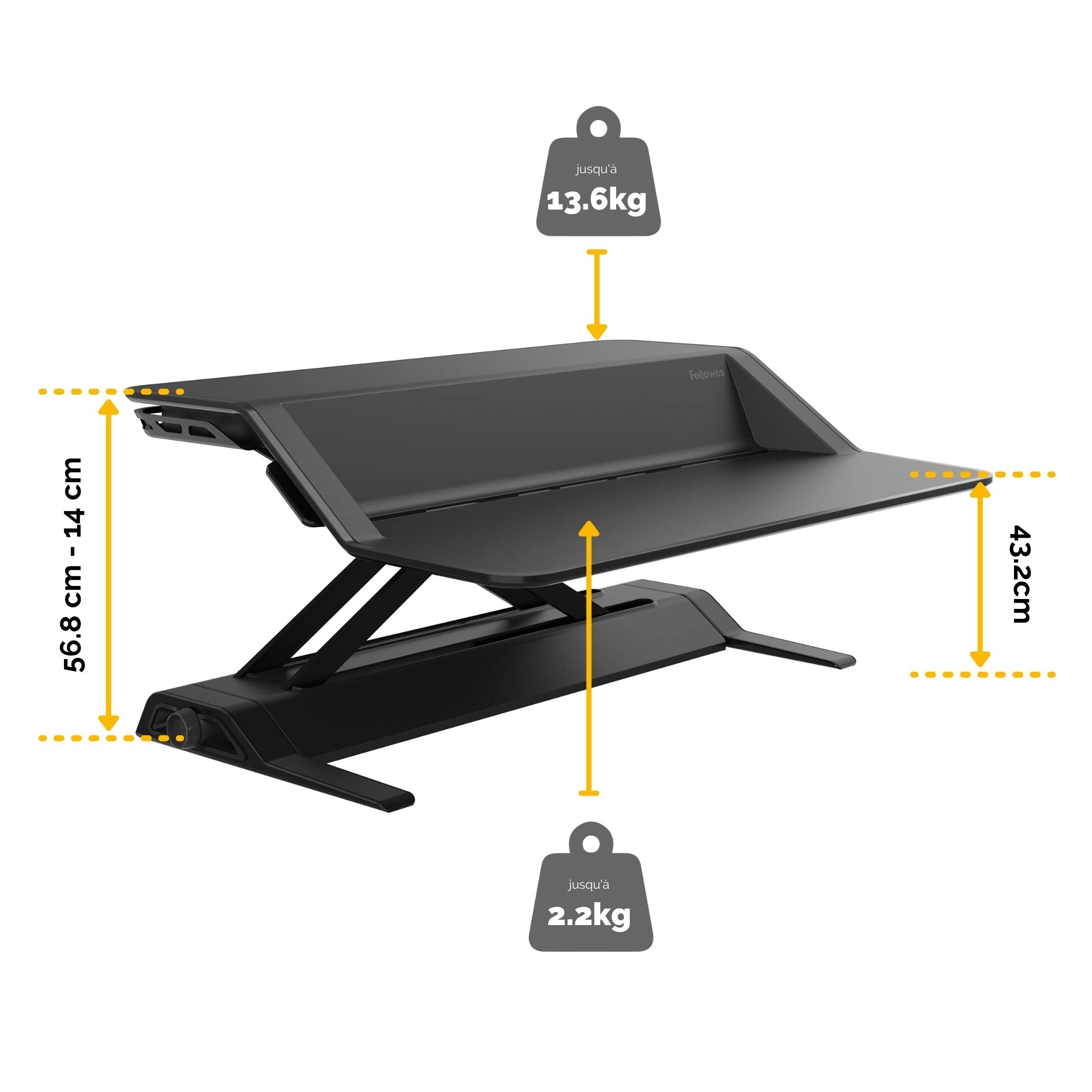 Fellowes Lotus Station de travail ajustable Assis-debout Noir, 13.97x83.19x61.60 cm