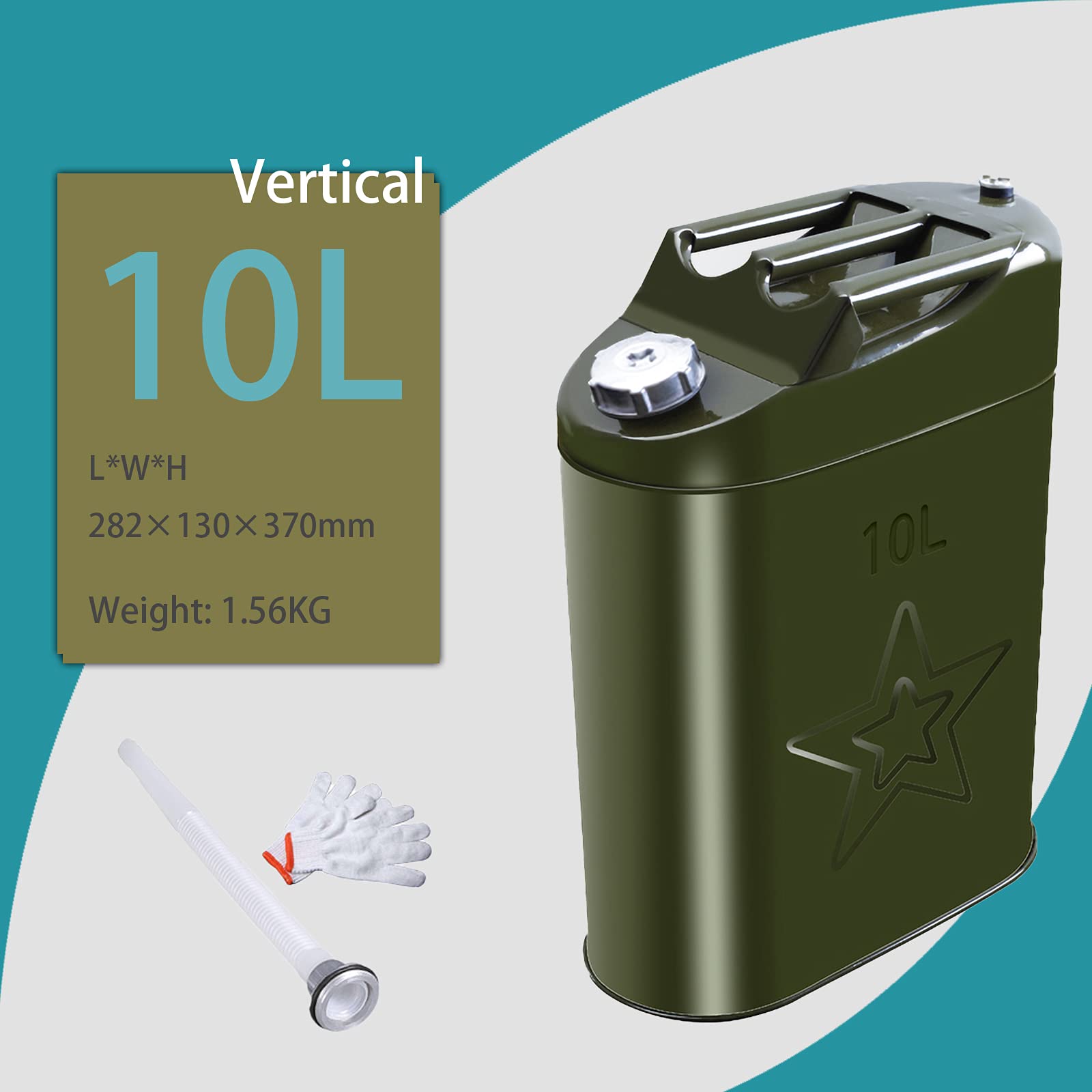 Tanica per Benzina, Benzina in Metallo Portatile, Lattine Petrolio Plastica per Motocicli per Il Contenitore Olio Diesel Benzina,10L