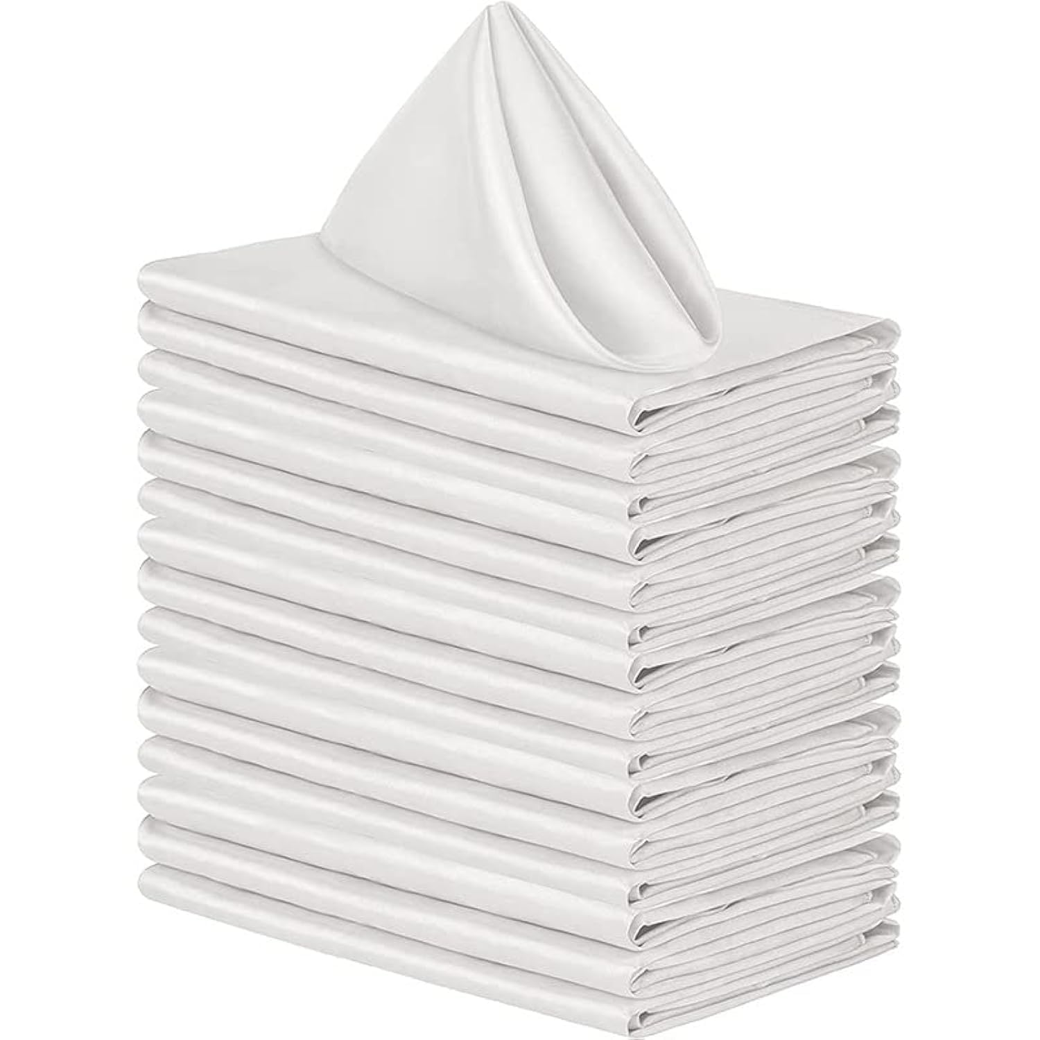 Set of 12 Cloth Napkins, Fabric Dinner Napkins with Hemmed Edges, Table Napkins, Washable Napkins Ideal for Parties, Weddings and Dinners（White) (20x20inch)