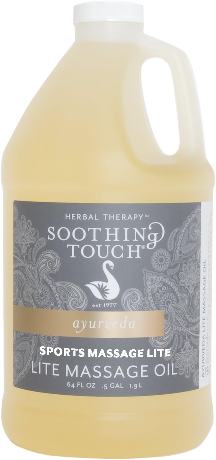 Soothing Touch Sports Massage Lite Oil, 1/2 Gallon, Deep Penetration, Quick Absorption, Peppermint, Eucalyptus, Clove, Leaves No Residue, Soft, Moisturized Skin
