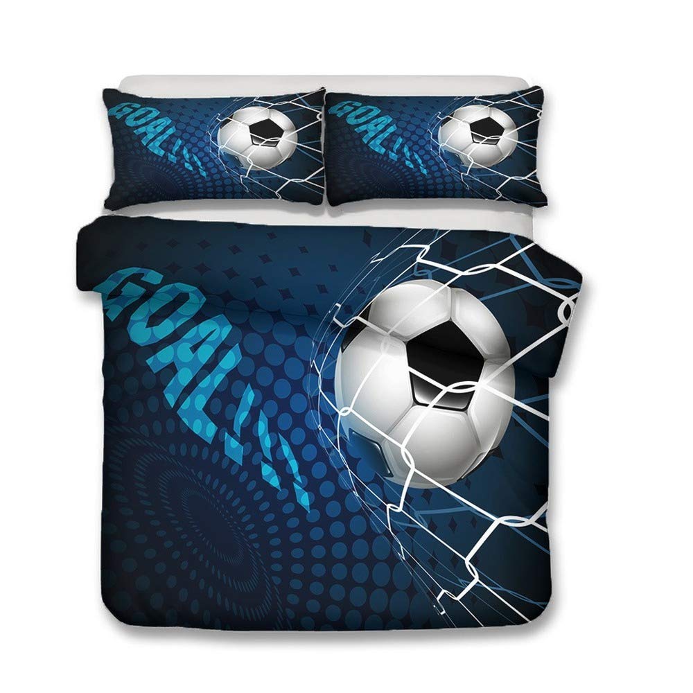 Parure de lit avec housse de couette imprimée football 3D 140x210 cm