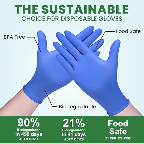 Miniatura 2 de Guantes desechables de nitrilo biodegradables ecológicos sin látex sin látex preparación de alimentos belleza tatuaje limpieza