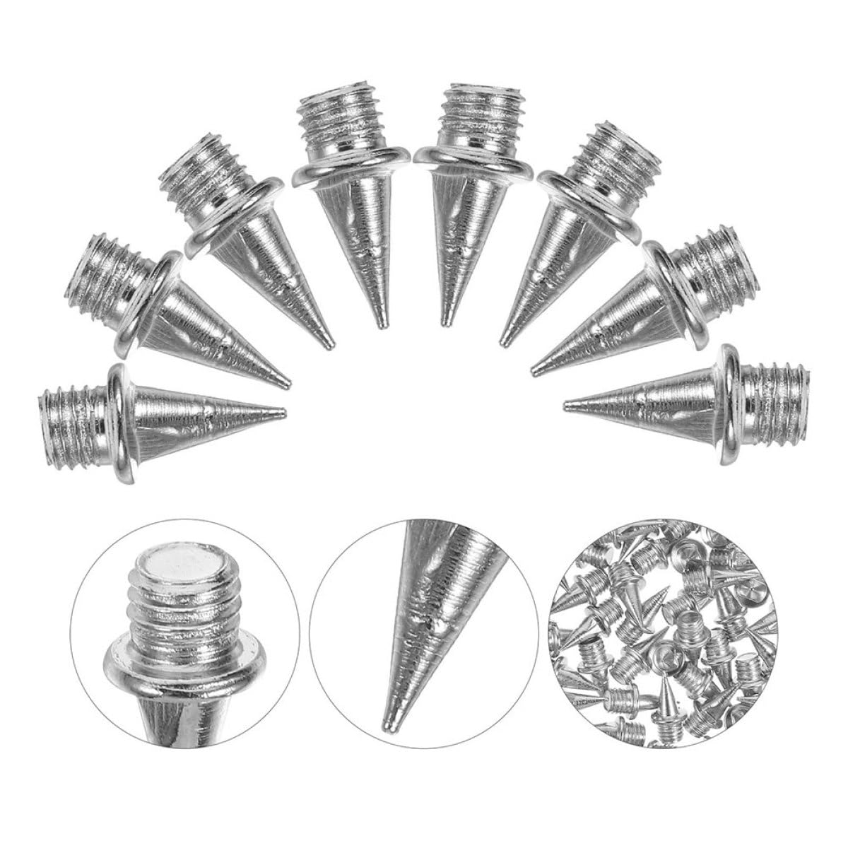Milisten Clavos de Acero para Zapatillas Clavos Atletismo de 9,5mm, 30 Piezas, Alta Tracción y Compatibilidad Versátil para Pista Sintética y Salto