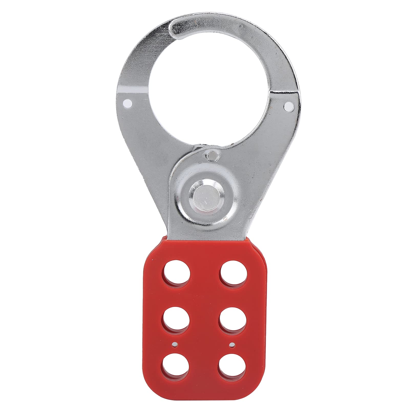Klanata Lockout Hasp, 6-Hole Industrial Security Tool with Steel and Plastic Insulation, 1.5in Inside Jaw Diameter, Lock Out Tag Out Safety Hasp for Industrial and Workplace