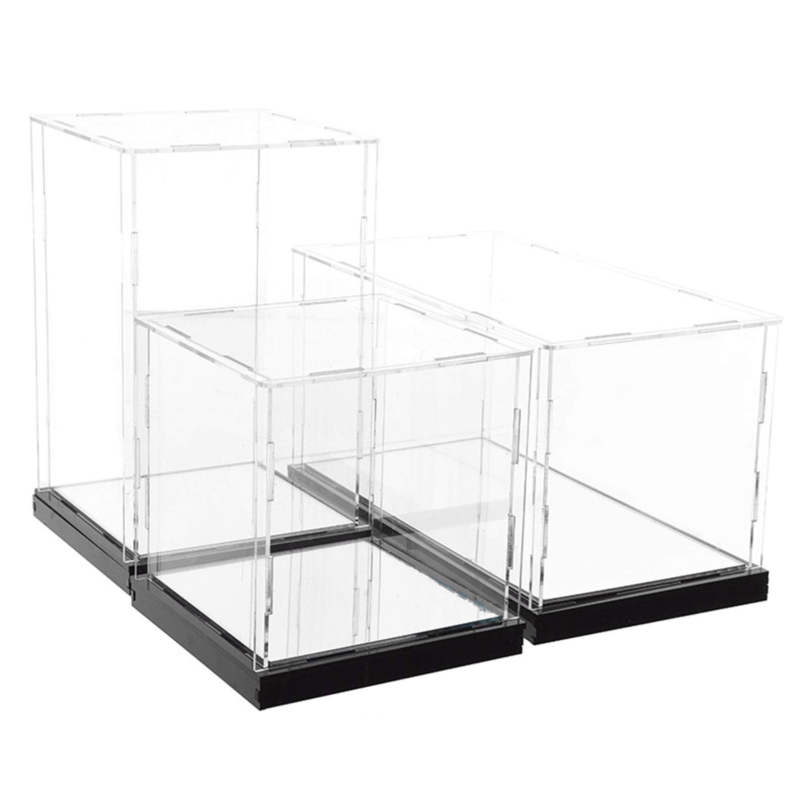 Scatole espositive in acrilico trasparente, Vetrina in acrilico con base a specchio trasparente for oggetti da collezione, diverse dimensioni(25x22x21CM)