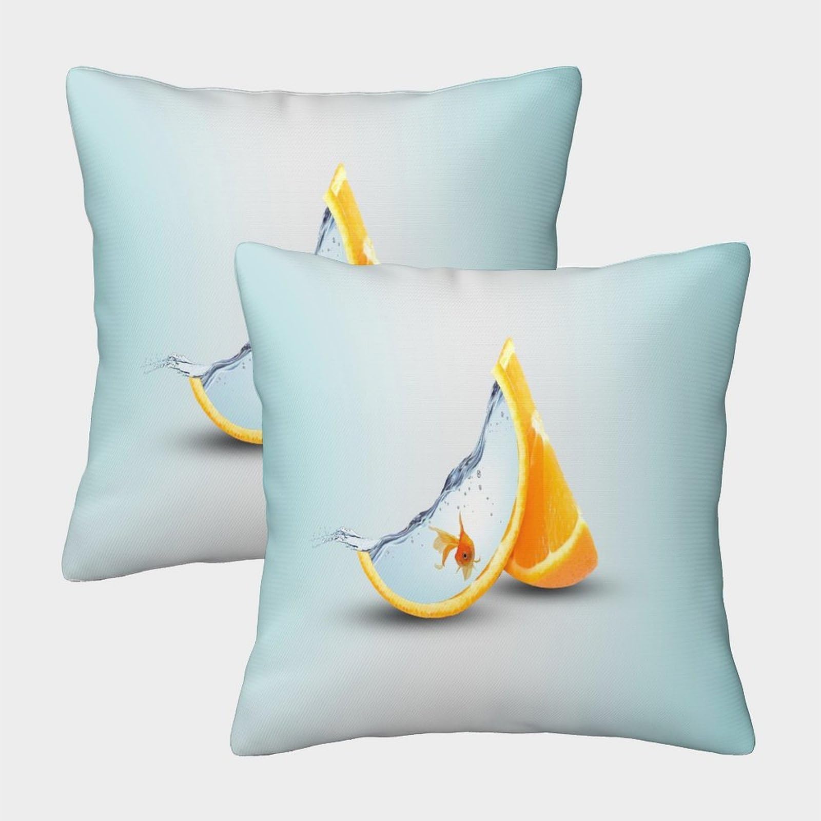 MEFESE 3D Printed Orange Throw Pillow Covers Goldfish Pillow Case Cushion Garden Cushion Super Soft Pack of 2 Home Decor for Sofa Bedroom 50x50cm