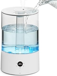 Electactic 4L Top Fill Humidifier for Bedroom, Auto Constant Humidity, Smart Control, Quiet Ultrasonic Cool Mist, 360° Nozzle, 3 Mist Levels, 7-Color Light for Home Office Baby Room