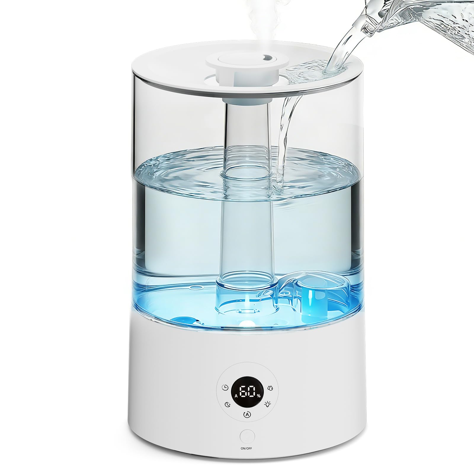 Ningbo Luowa Electric Appliances Co., Ltd. Electactic 3.8L Top Fill Humidifier for Bedroom, Auto Constant Humidity, Smart Control, Quiet Ultrasonic Cool Mist, 360 Nozzle, 3 Mist Levels, 7-Color Light for Home Office Baby Room, 3.8 L