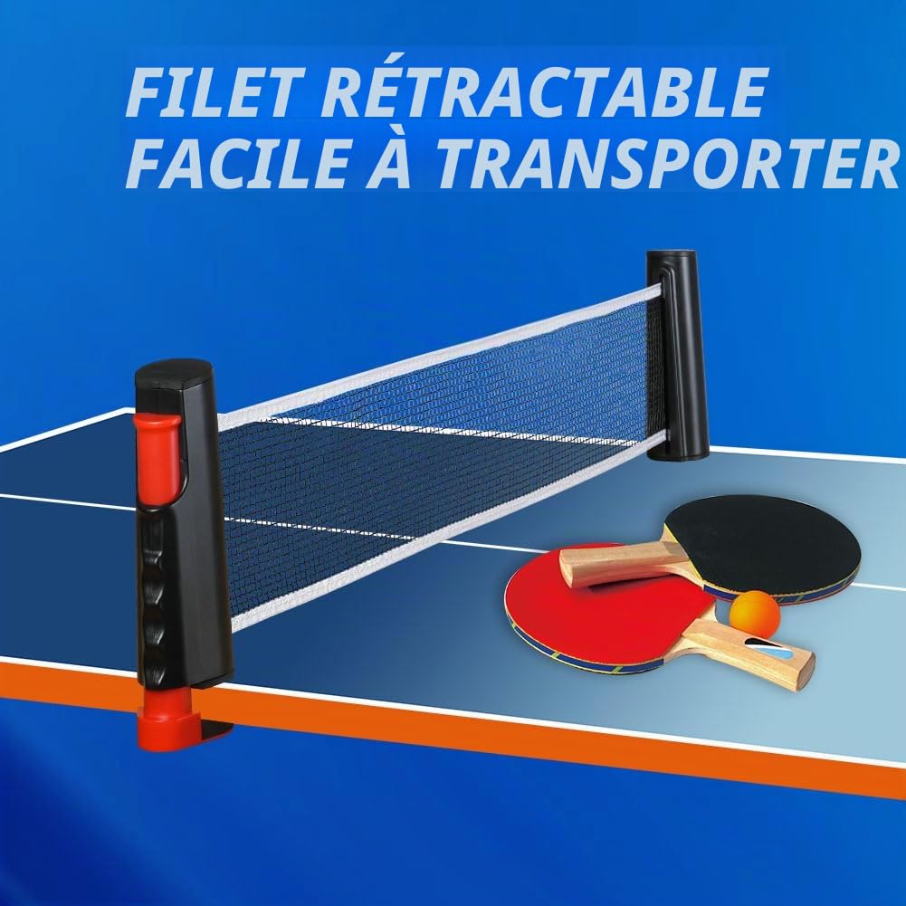 flintronic Filet de Ping Pong Rétractable, Filet de Tennis de Table Portable, 67 * 7.5in Filet de Rechange Réglable, pour Table de Ping Pong,Un Bureau, Table Manger, Peut Être Étendu Jusqu'à 170cm