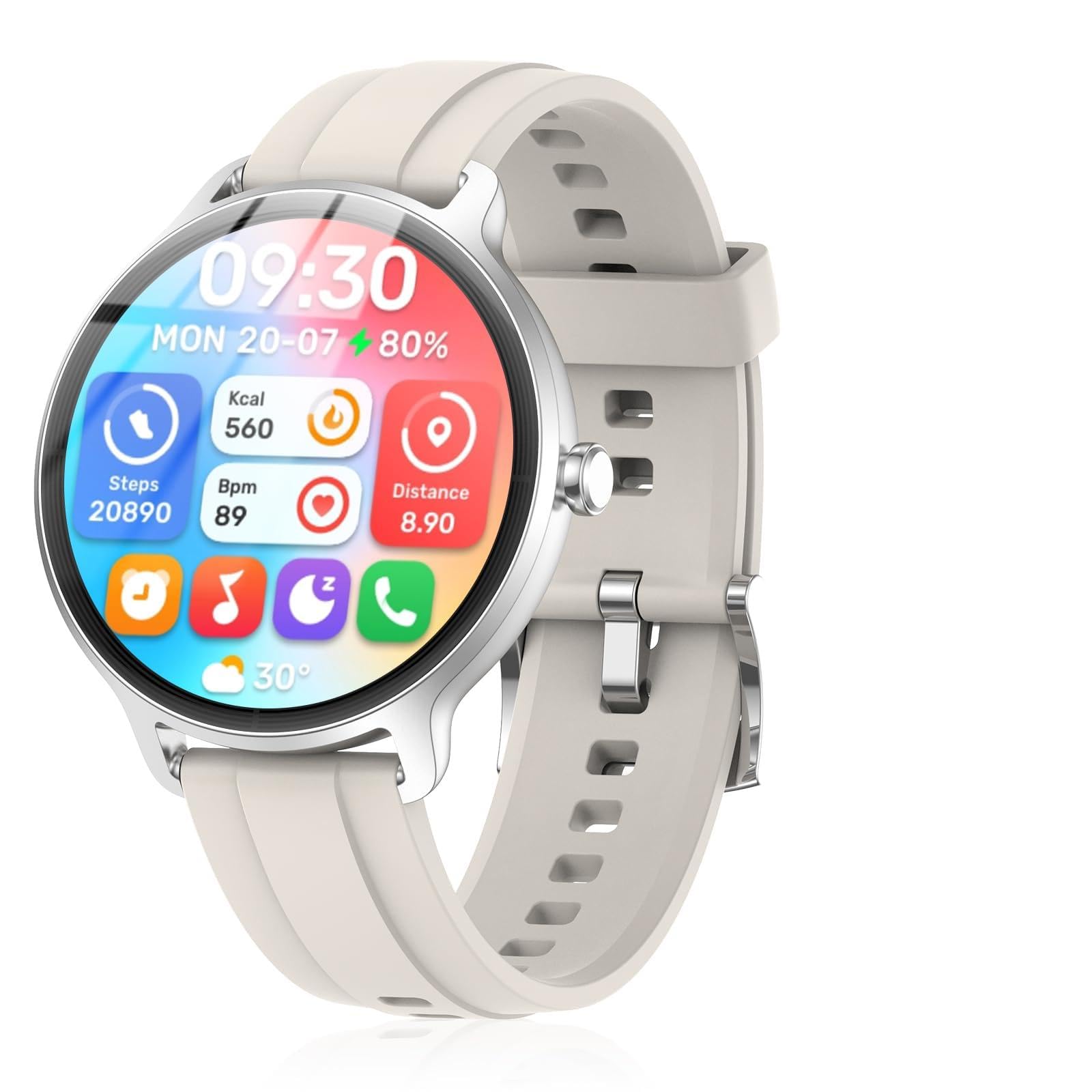 Smartwatch Damen Herren – 1.27" Smart Watch mit Bluetooth Anrufe, WhatsApp/App-Benachrichtigungen, Herzfrequenz, Schlafmonitor, 120+ Sportmodi, IP68 Wasserdicht – Fitnessuhr Kompatibel mit iOS Android