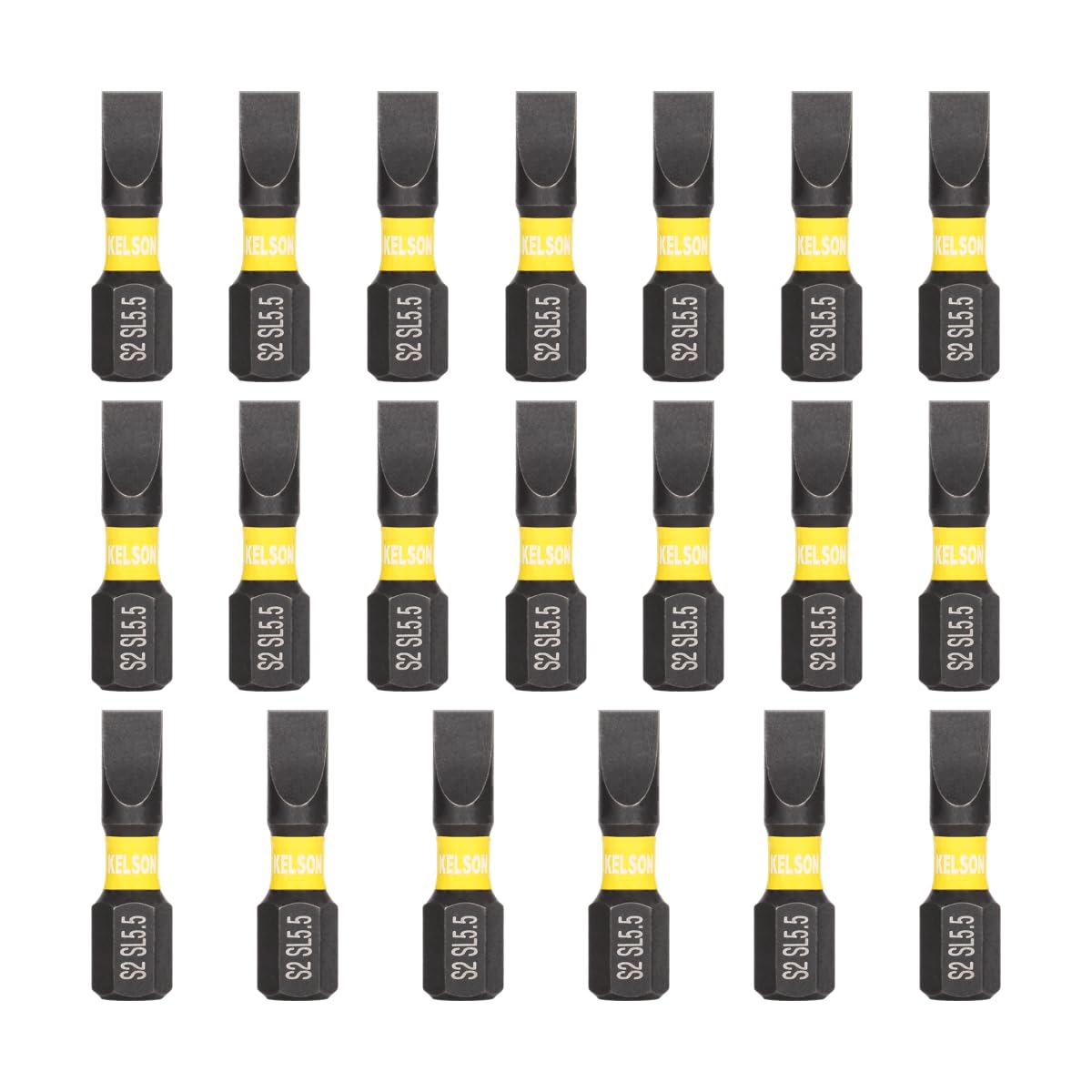 – 20 x KELSON 5.5mm Flat-Head 25mm Impact Rated Screwdriver Bits Slotted Slot SL5.5 1/4" Universal