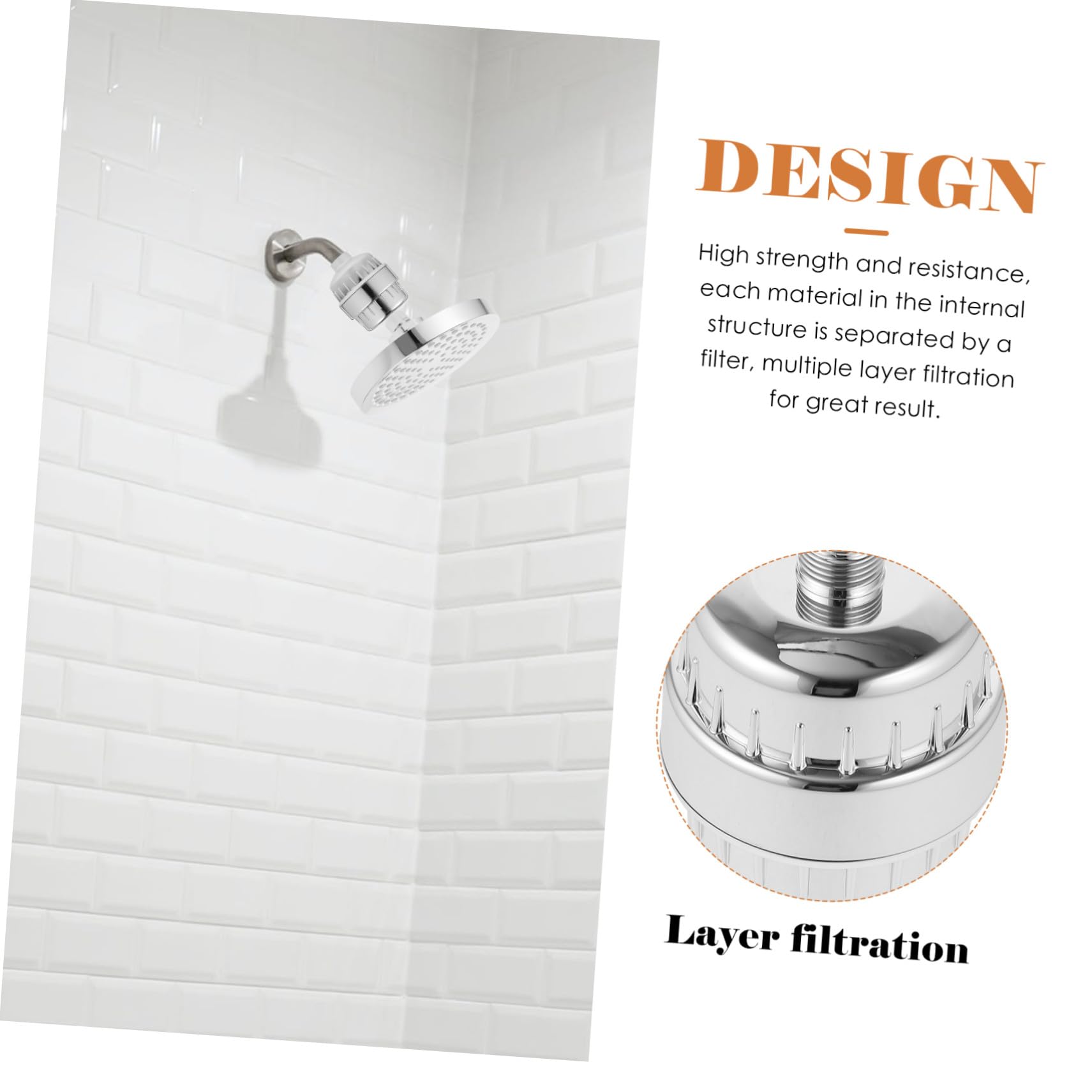 Cabezal Ducha Filtro con Sistema de Filtración Rotación Mejora Presión y Purificador Agua para Baño