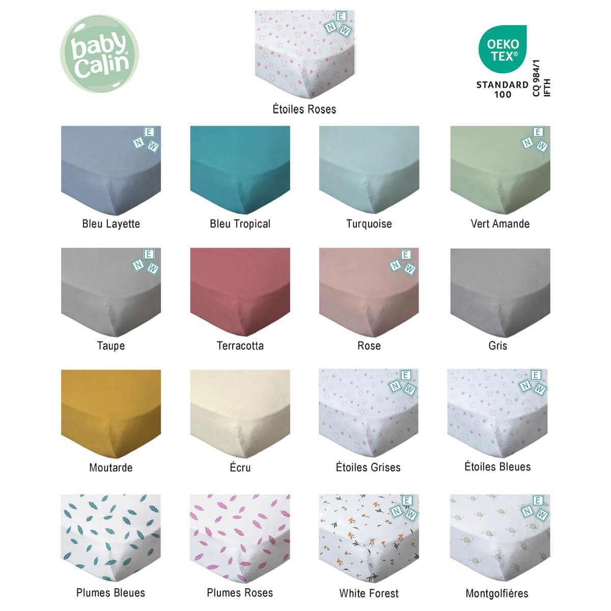 babyCalin Bio - Set 2 lenzuola con angoli 60 x 120 cm