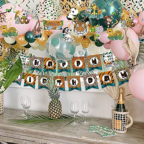 11 Pcs Jungle Animals Happy Birthday Decorations Jungle Theme Birthday Decoration Jungle Animals Banner Safari Party Supplies Jungle Theme Party #TOP3