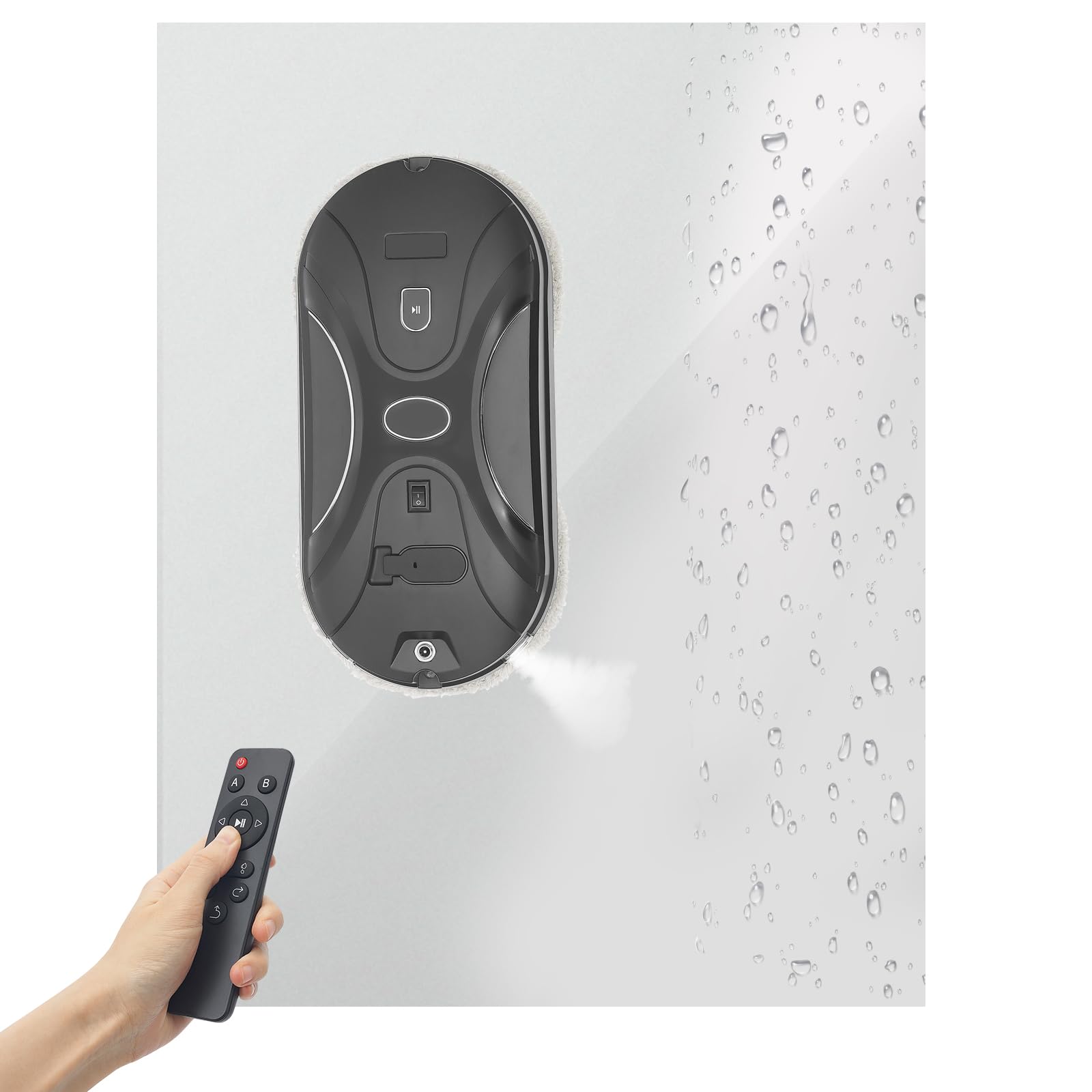 Robot limpiacristales eléctrico, 72 W, con boquilla doble, 3000 Pa, robot automático de ventana con 10 paños de limpieza para ventanas interiores y exteriores, 30,5 x 15,5 x 8,5 cm (negro)