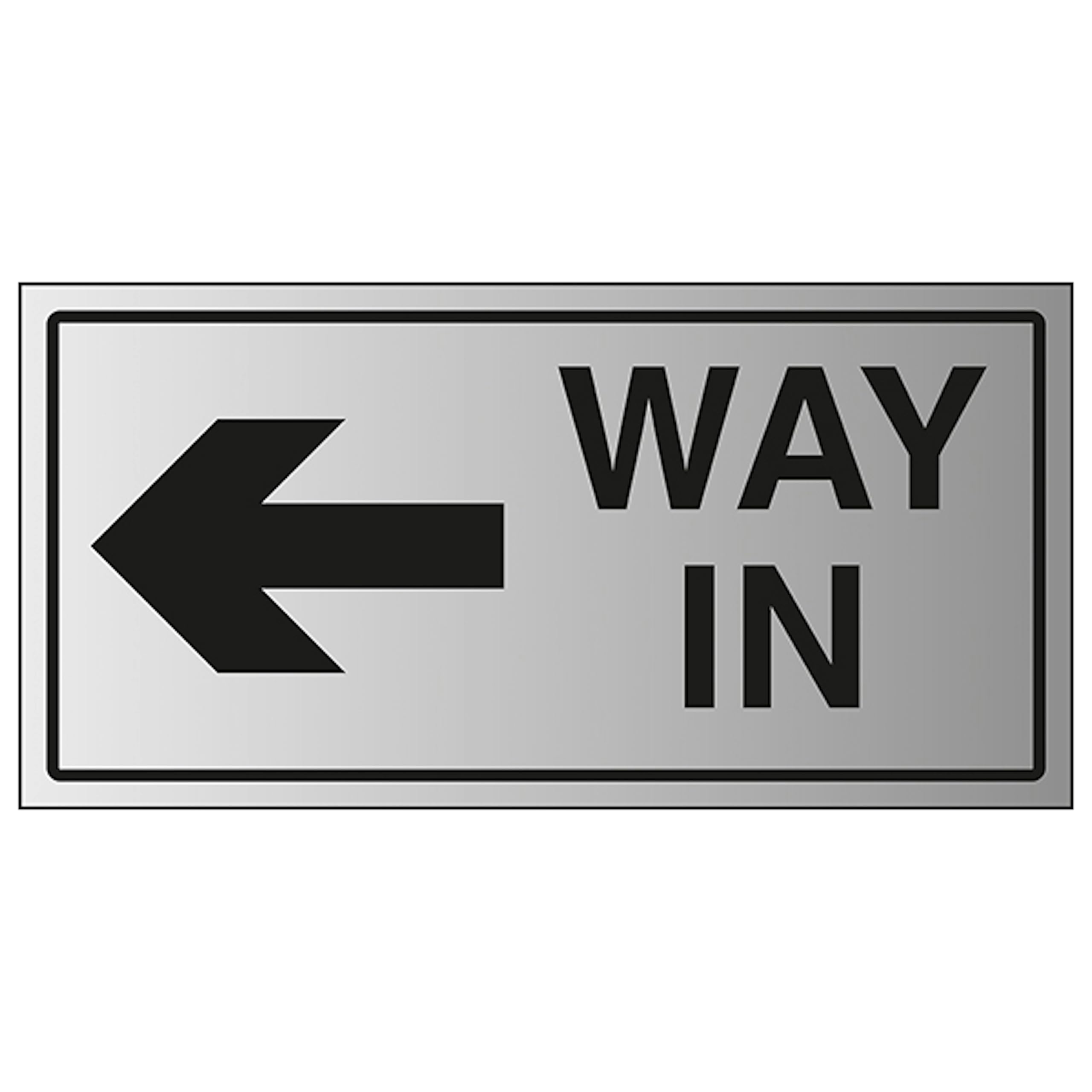 V Safety Way In Arrow Left 300 x 150 mm - 1.6mm Aluminium Effect Rigid Plastic Safety Sign, White, 30 cm x 15 cm