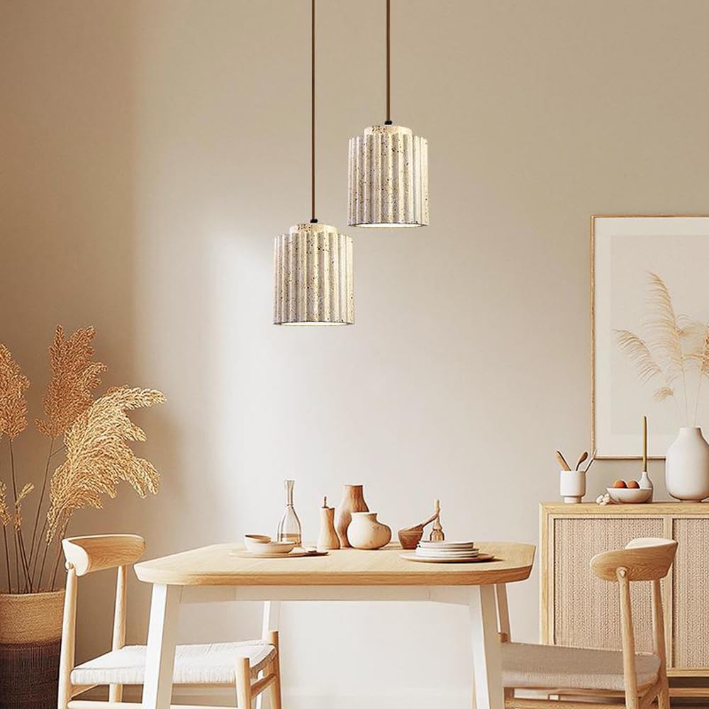 Lampada a sospensione moderna creativa in travertino giallo a in pietra naturale nordica Isola della cucina sopra lavello Lampadario singolo moderno in marmo