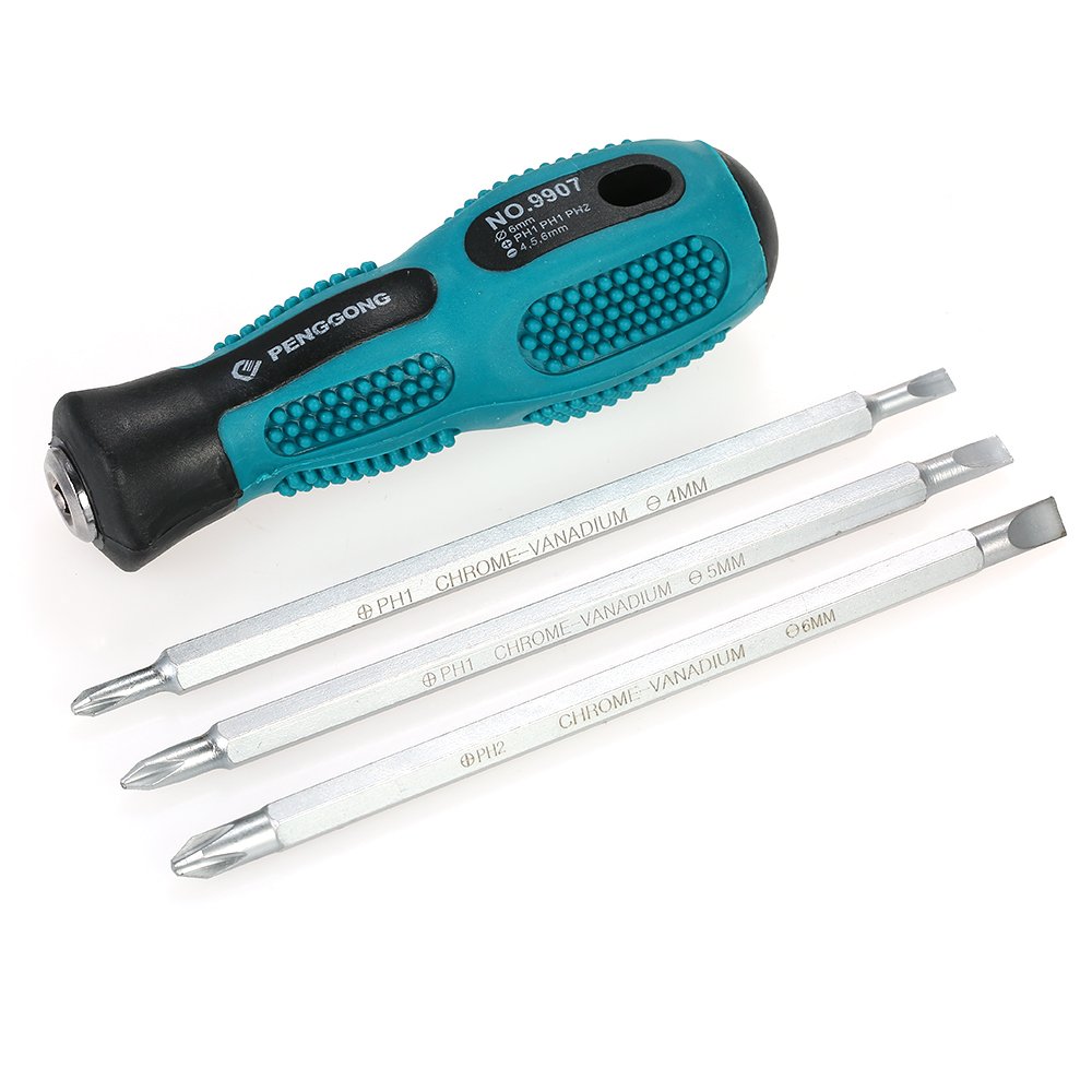 douself4pcs Multi-functional Insulated Screwdrivers Set with Magnetic Two-Way Slotted & Phillips Bits Electrical Work Repair Tools Kit