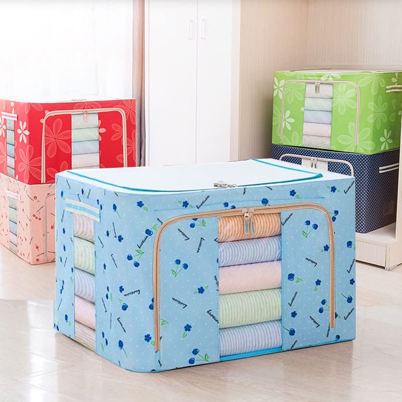 Image of Storage Box for clothes Cloth storage box wardrobe organizers (66 LTR Pack of 3, Skyblue)