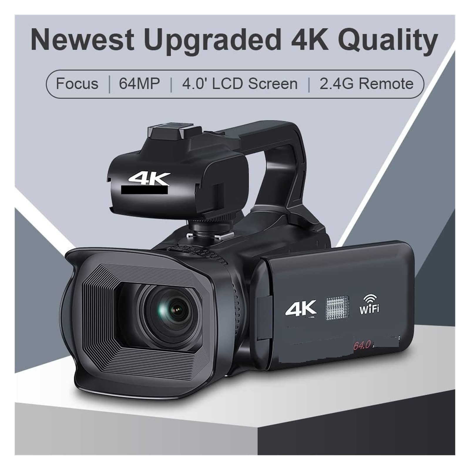 Videocamera Telecamera Videocamera Vintage Full 4K 60FPS for Streaming Live Vlog 18X 64MP AF Registratore Digitale Ruota Schermo(with 32G SD Card,with Microphone)