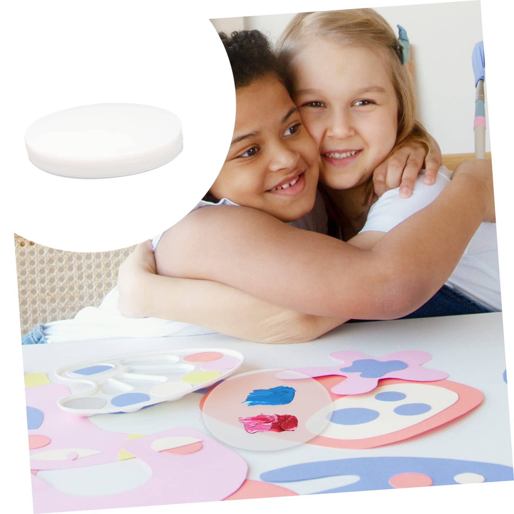 Gogogmee 12pcs Round Acrylic Sheets Handmade Cake Base Trays Dishwasher Safe Fade-Resistant Double-Sided Protective Films for DIY Craft Projects