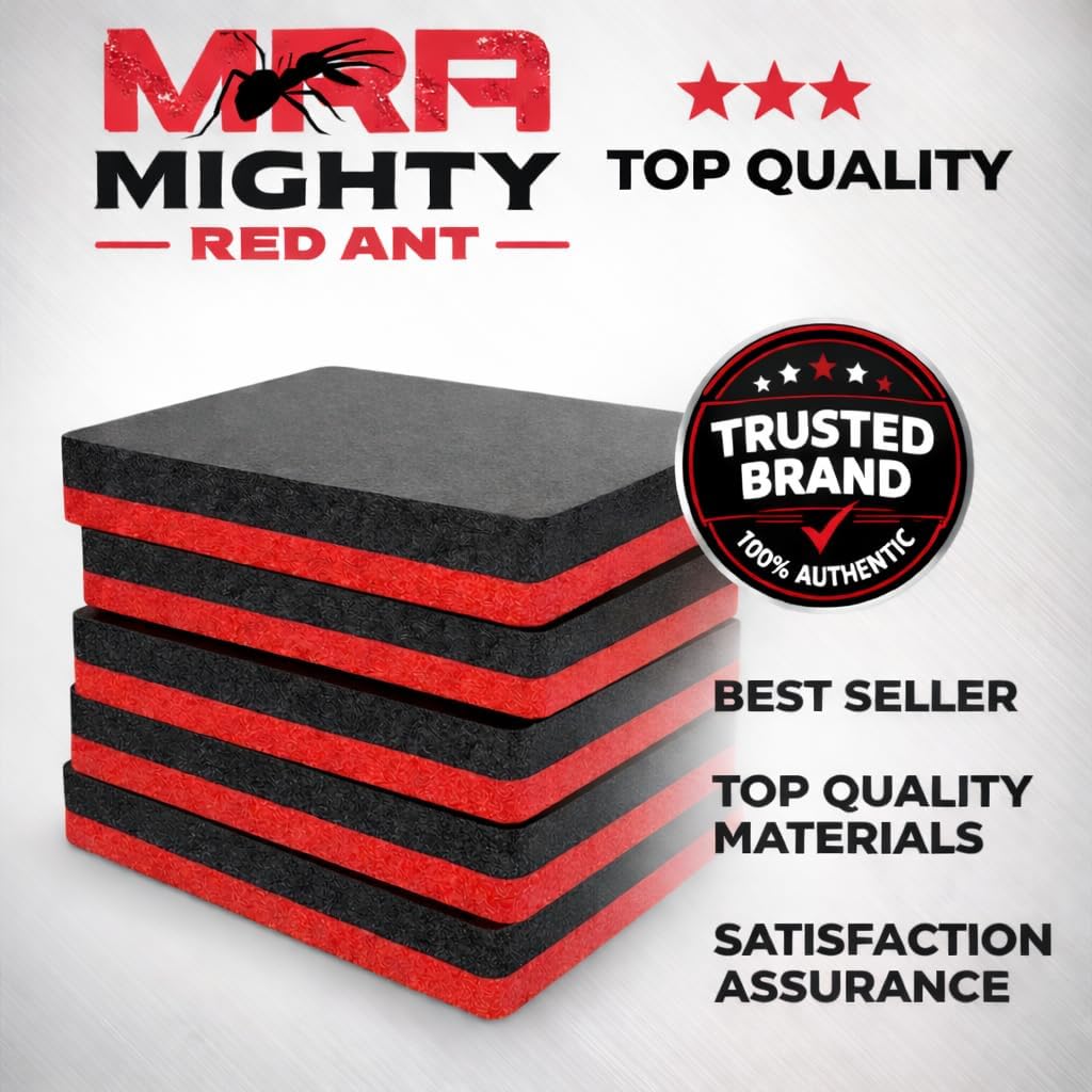 Toolbox Foam Inserts - 4 Pcs Cut-to-Fit Polyethylene Foam Sheets for Toolbox, Drawer, Cabinet, or Hard Case Organizer for Protection & Secure Equipment, Black & Red, 16 x 12 x 2 Inches