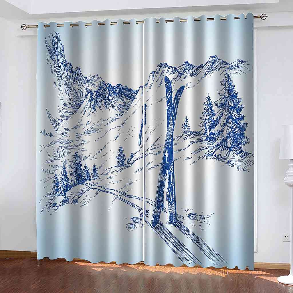 Rideau chambre occultant 200x160 rideau isolant thermique imprimé ski