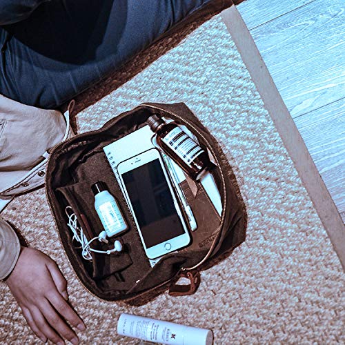 SMRITI Canvas Makeup Bag, Portable Cosmetic Bag for Women, Large Capacity Purse, Travel Zipper Pouch Organizer for Cosmetics Accessories Pens Tools (Black)