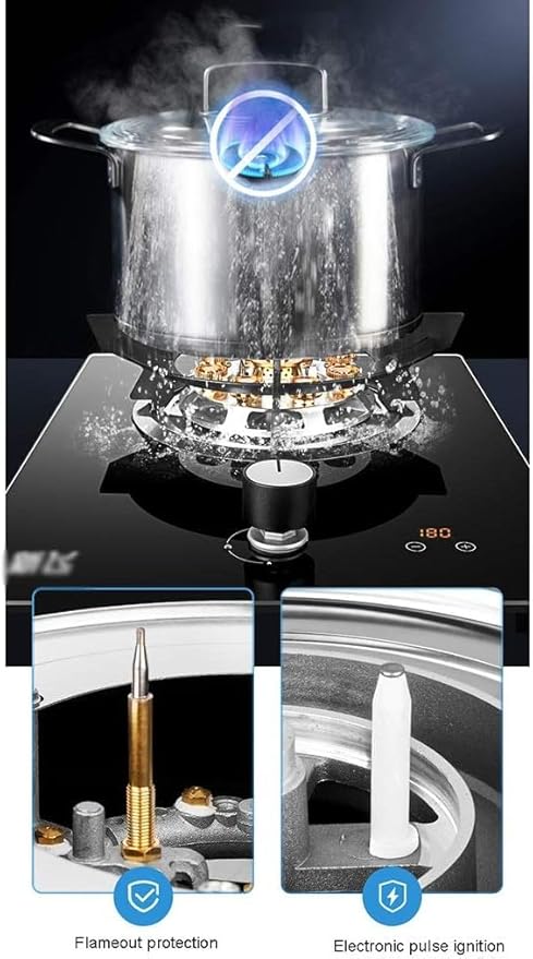 Estufa de Gas Empotrable 1 Puesto 5.2KW Negro Vidrio con Protección de Llama miniatura 7