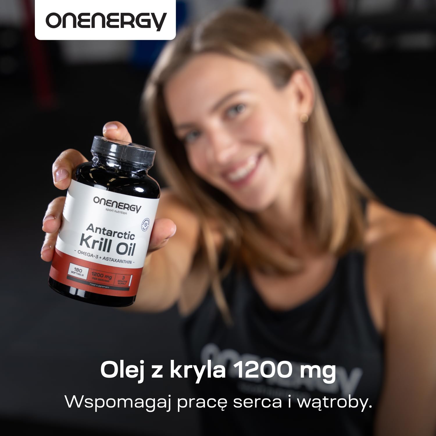 Olej z kryla 1200 mg - Omega-3, cholina i astaksantyna - 180 kapsułek - Olej z kryla antarktycznego - Funkcjonowanie serca i wątroby - Wspomaganie metabolizmu tłuszczów - Bez glutenu i laktoz