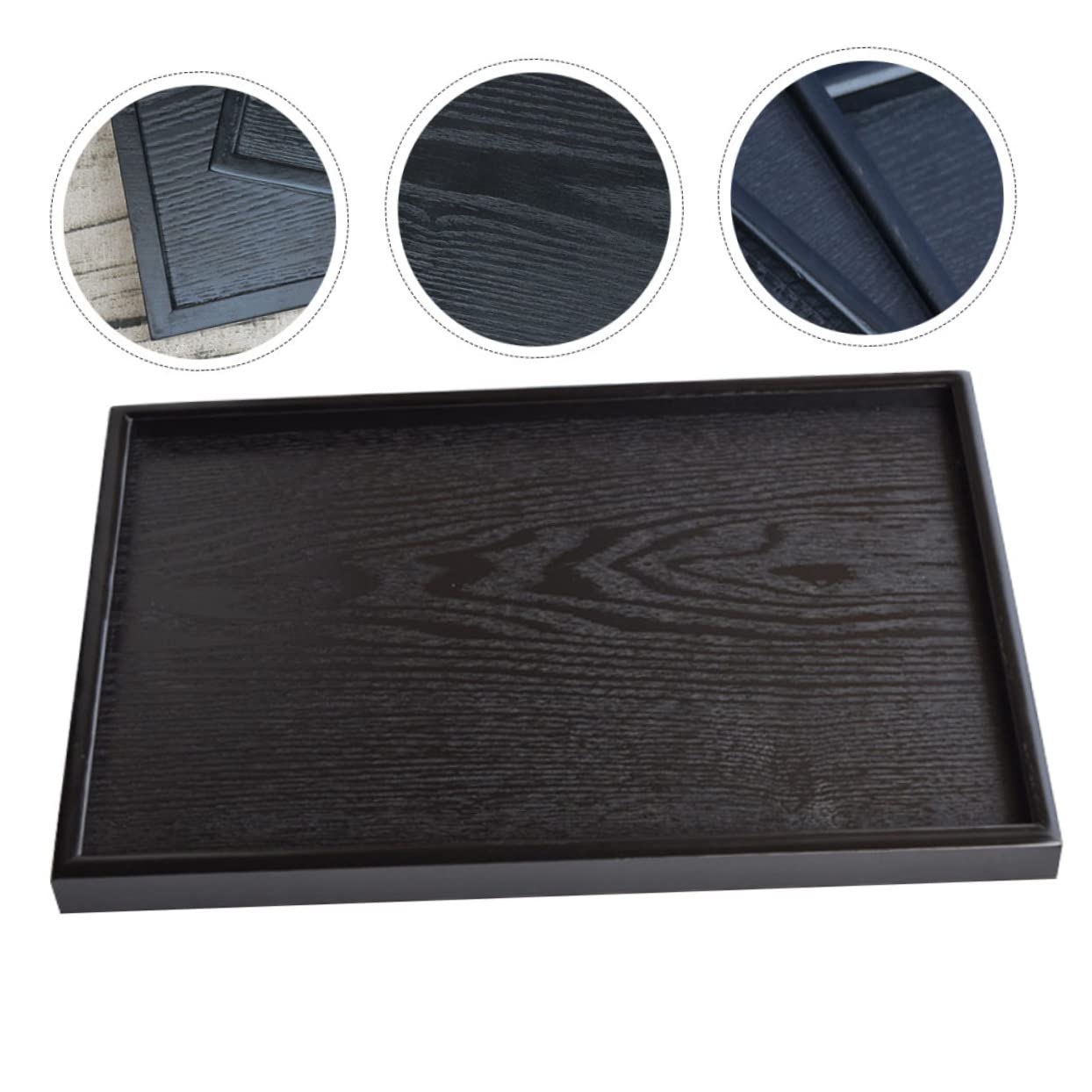 Bandeja Decorativa de Madera Negra para Velas, Estilo Retro, Fácil de Limpiar, Adecuado para Salón y Comedor