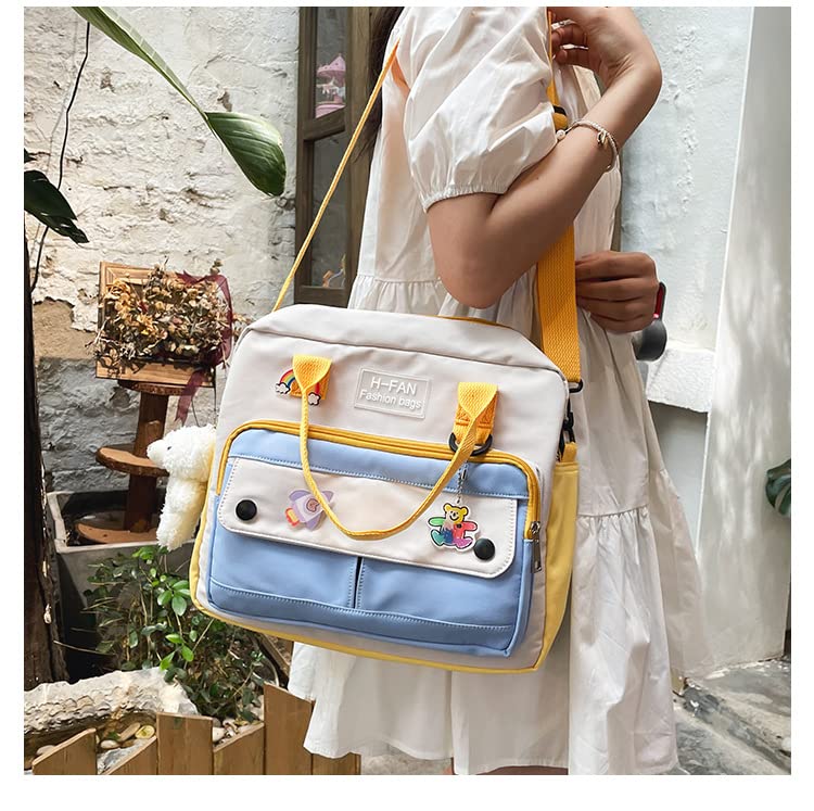 Sac à école Japonais En Cuir PU - 40x26 Cm, Multicolor - Poches Multiples, Trou Pour Câble Casque - Style Kawaii Pour Adolescentes