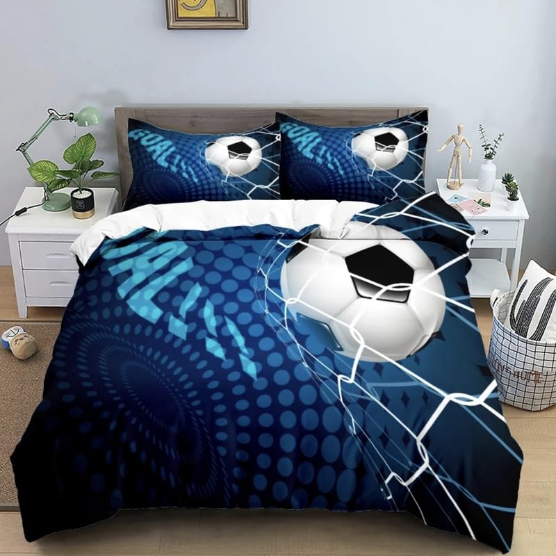 Housse de Couette 220x240 Boule Bleue en Microfibre Premium de 110g/㎡