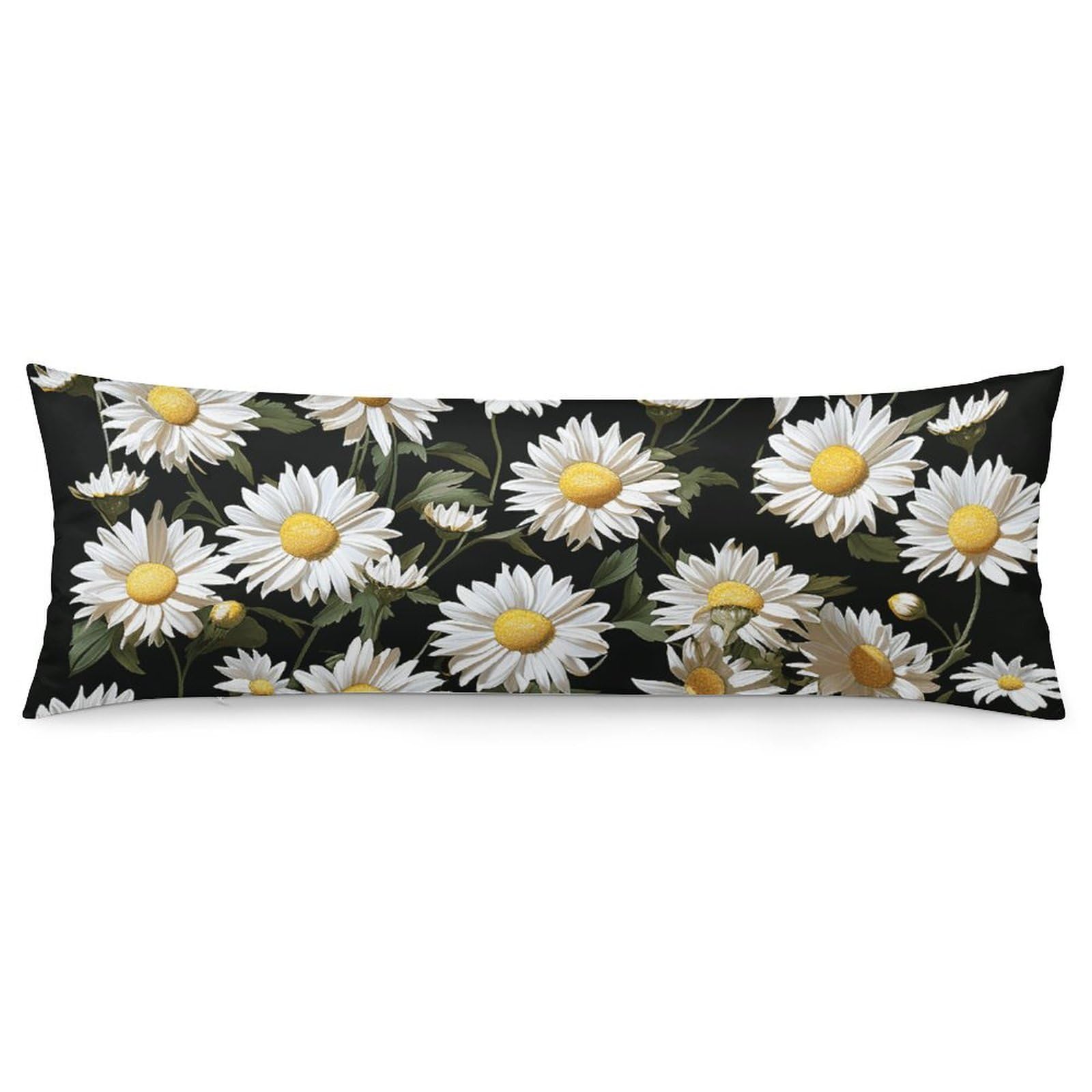 NONHAI 2 Pack Pillow Cases for Hair and Skin, Soft Breathable Pillow Case Covers with Hidden Zipper, Daisy Pillowcase 20"x54" Pillow Covers for Sleeping Gift