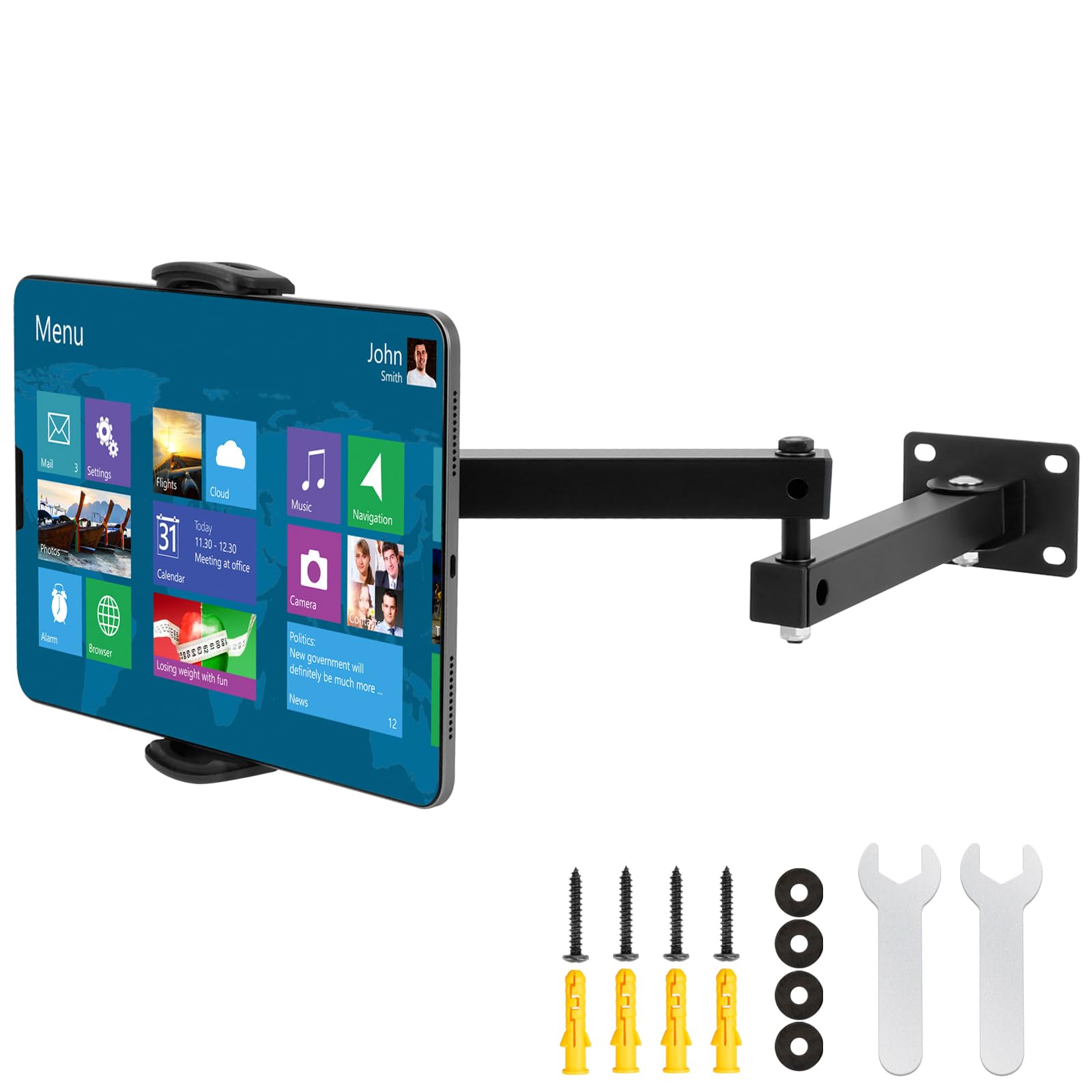 Support Mural Magnétique Pour IPad Et Tablettes - Bras Extensible, Rotation 360°, Aimant Puissant - Compatible Smartphones