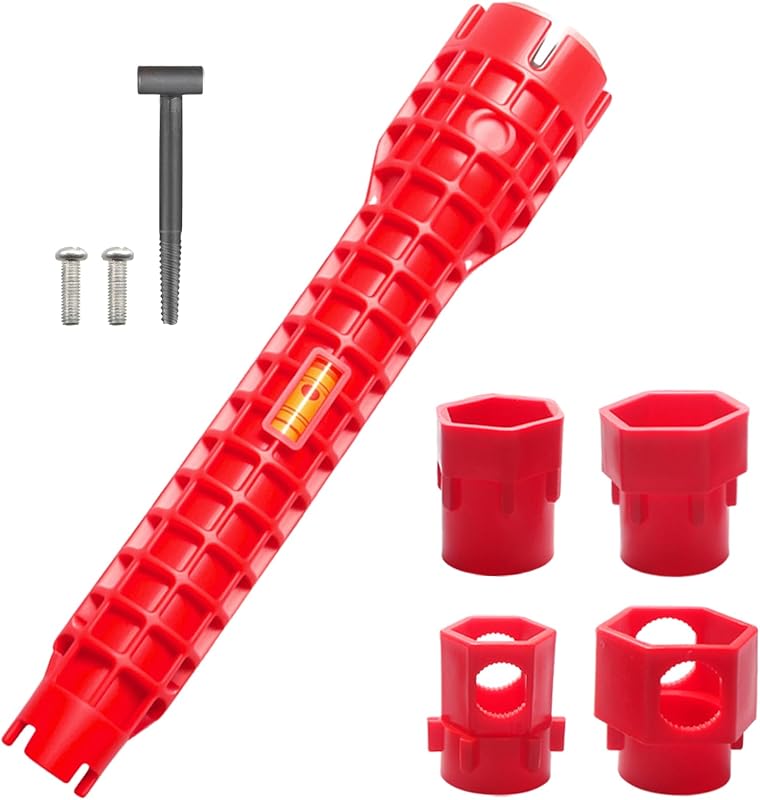 14-in-1 Multifunctional Wrench Faucet Sink Install Tool for Toilets/Kitchen | Wrench Faucet Sink Installer Tool, Red Plumbers Wrench for Pipes Wrench under Bathrooms, Toilets, Kitchens, Sinks