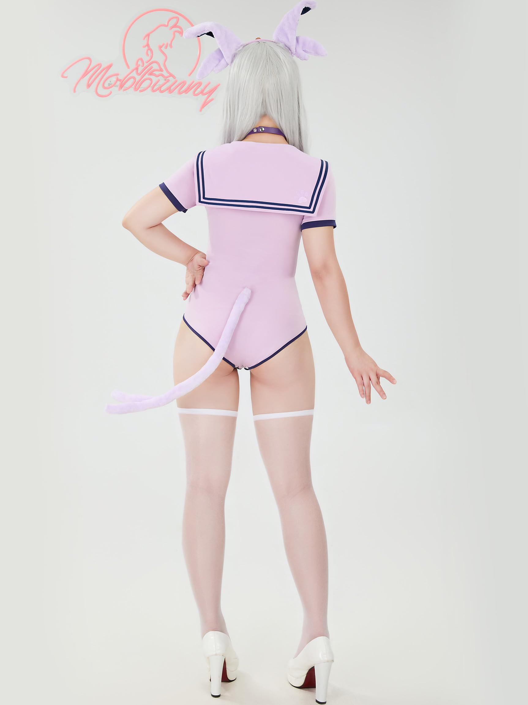Mobbunny Women's Anime Cosplay Outfits Sailor Uniform Purple Bodysuit Pleated Skirt Set with Headband Choker Halloween: X-Large Purple