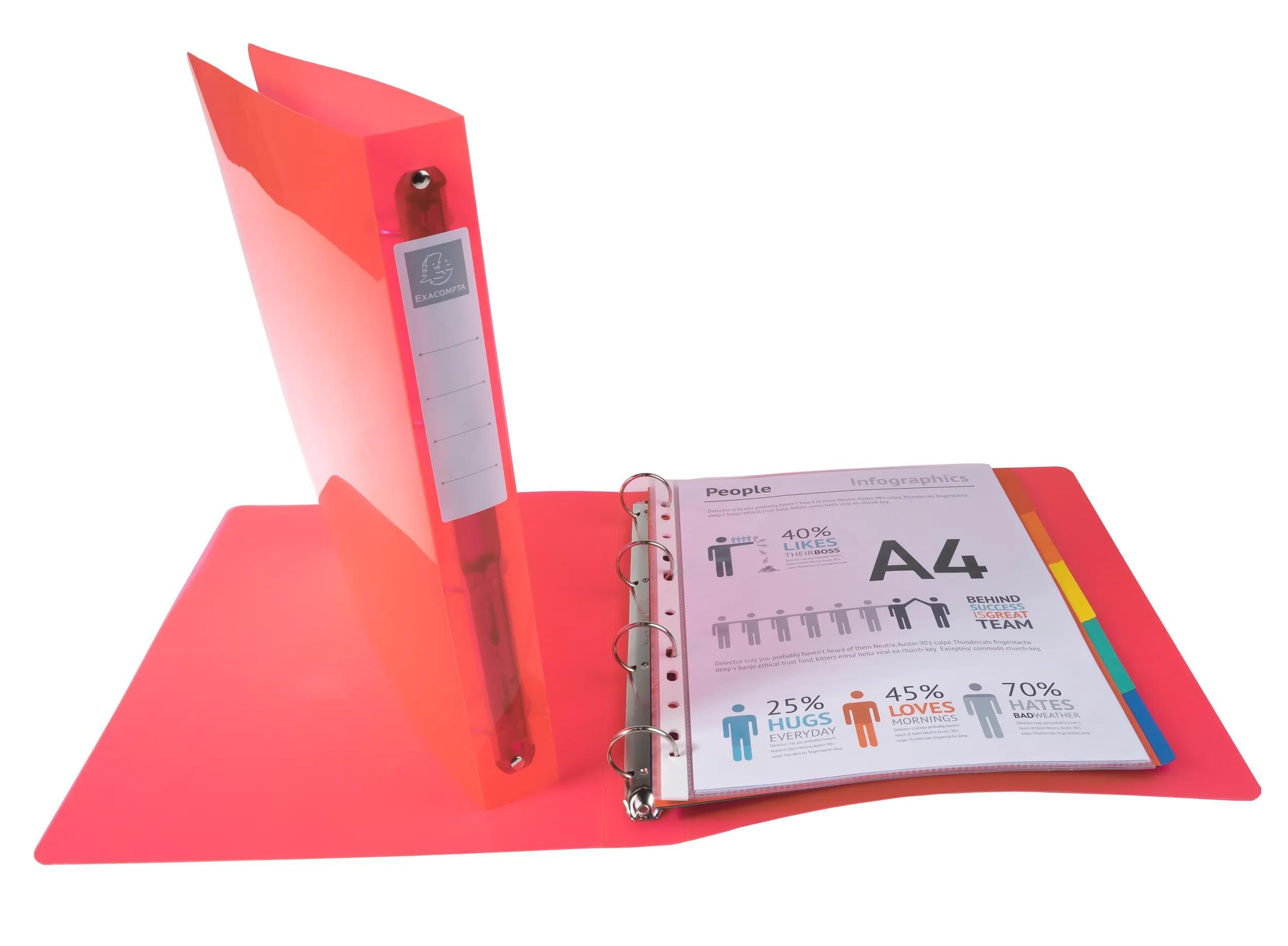 Exacompta - Rif. 51774E - Cartone da 10 raccoglitori Iderama, 4 anelli rotondi da 30 mm, dorso 40 mm, dimensioni esterne: 32 x 26,8 cm, formato A4 Maxi rosa