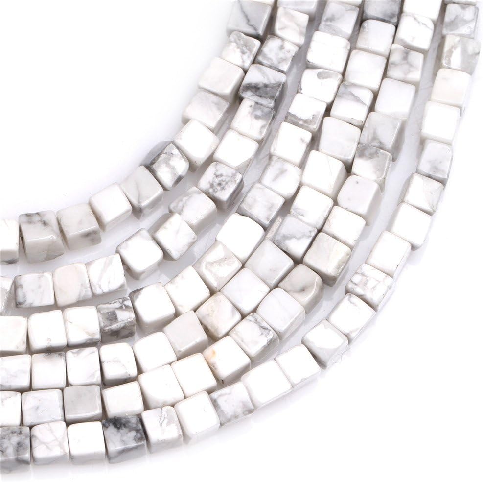 4mm White Cube Natural Howlite Stone Beads for Jewellery Making Strand 15", White 4mm - Image 3